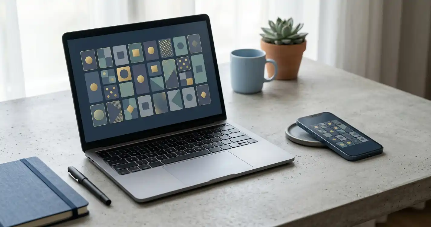 Editorial illustration of casino browsing across desktop and mobile screens